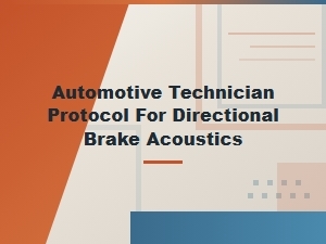 Diagnostic Protocol for Directional Brake Acoustics